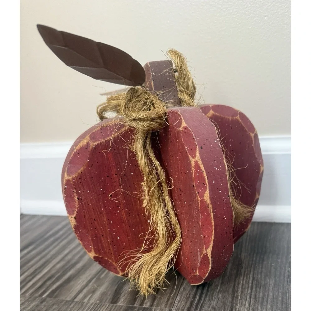 SOLD
 Red‎ Wood Pumpkin Seasonal Country Farmhouse Harvest Shelf Sitter - Picture 5 of 8